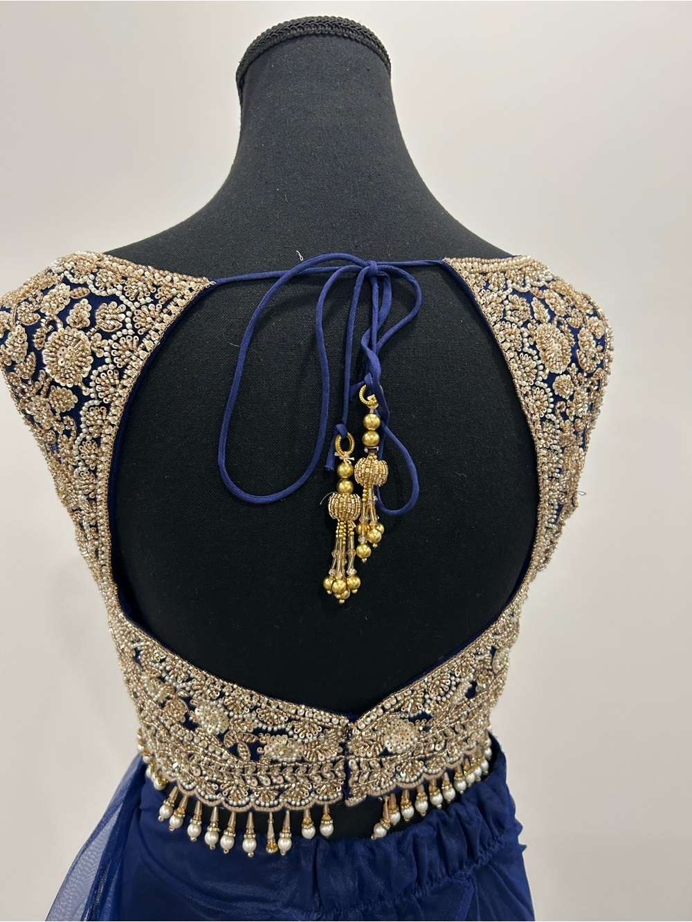 Luxury Royal Blue & Gold Designer Saree - Picture 14 of 16